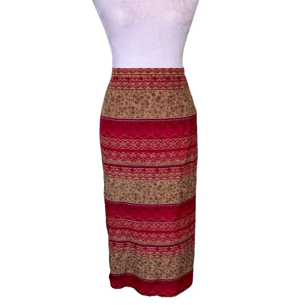 VTG Plaza South Women’s Boho Silk Maxi Skirt Prairie Hippie Chic Festival Sz 16